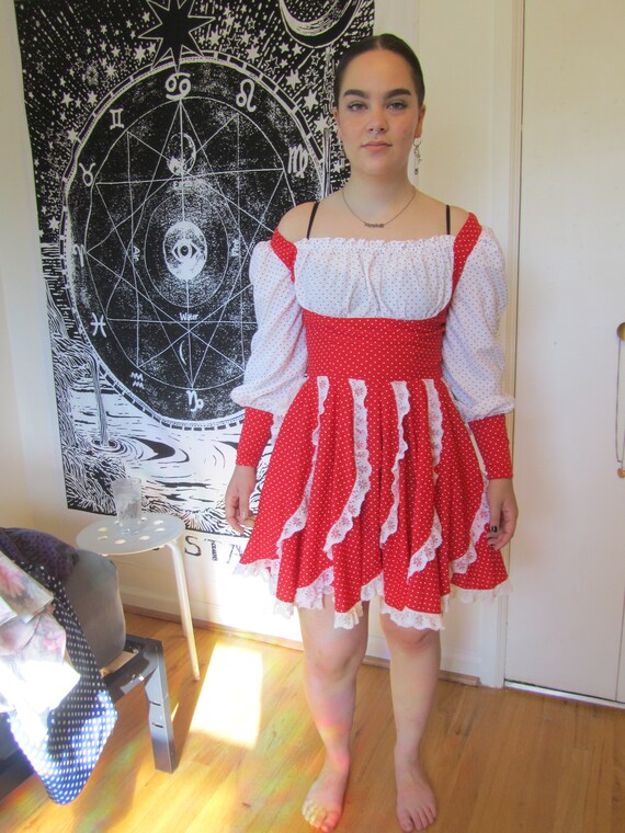 Ja! Ja! Handmade Red and White Polka Dot and Lace… - image 2