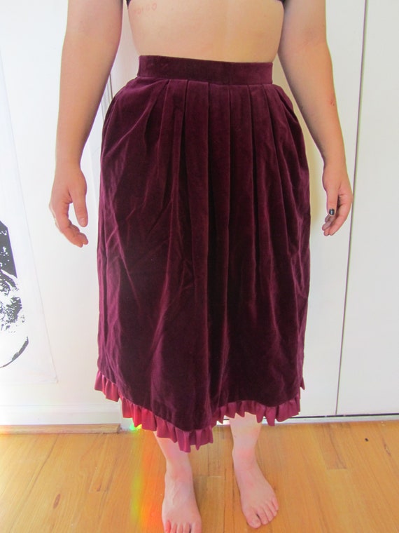 Lovely Wine Colored/Burgundy Velvet Skirt with Bea