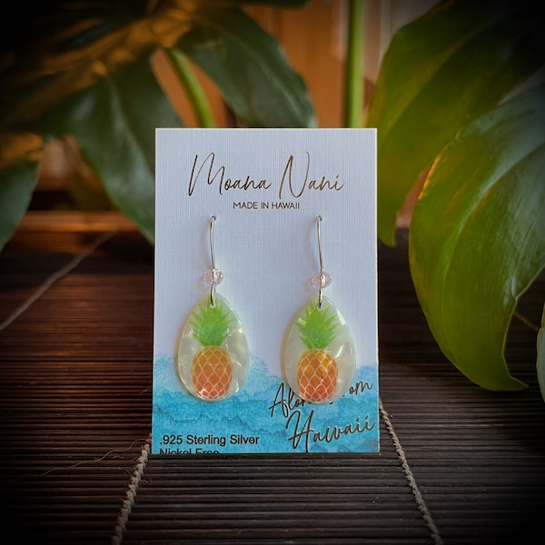 Mother’s Day gift / Hawaii earring/ Gift from Hawaii / Beautiful earring made on Maui/Pineapple/coral/eucalyptus/Aloha