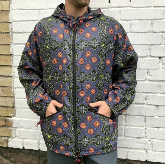 Vintage Adidas Jacket Raincoat Block Track Retro Aztec Nylon - Etsy