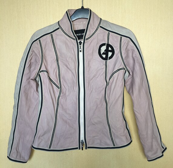 Giorgio armani pink leather jacket