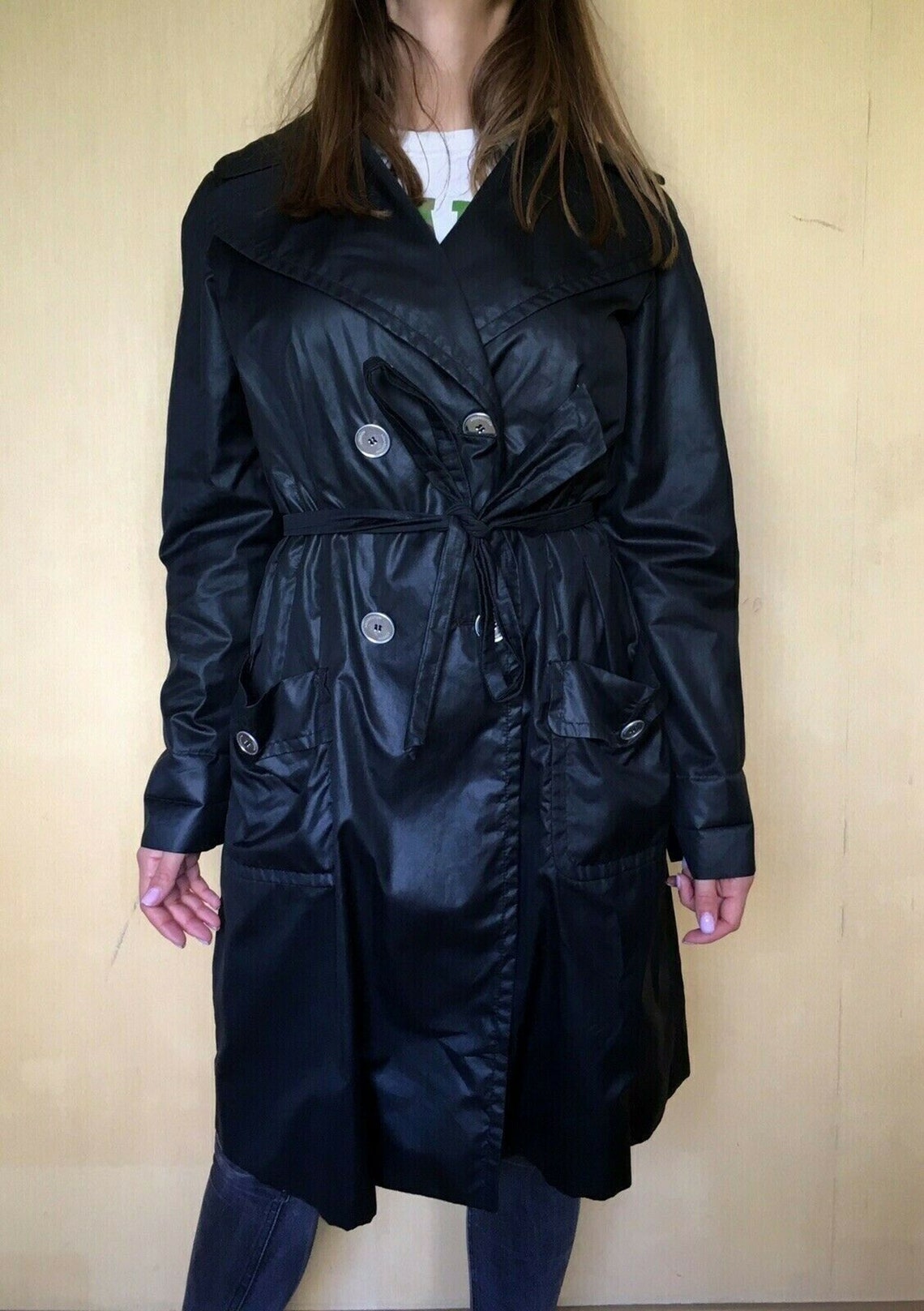 Aquascutum Trench Coat Long Womens Limited Edition Black 37 of Etsy