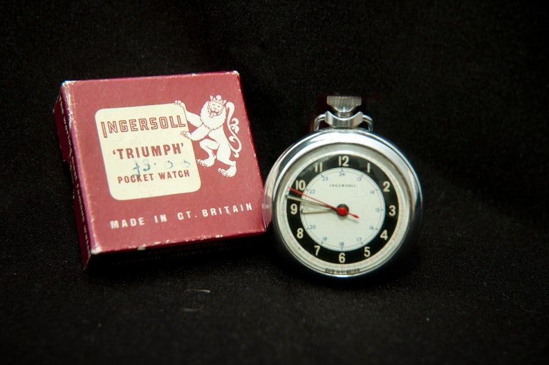 Vintage Ingersoll Triumph Pocket Watch With Original Box Etsy