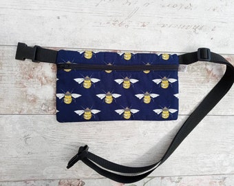 Bee bum bag,  hip bag, running , pouch, exercise bag , cycling, jogging , dog walking bag,  phone bag, market stall pouch