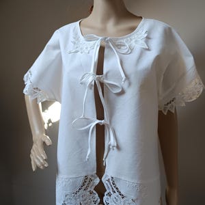 Reworked White Blouse, Upcycled Cotton Blouse