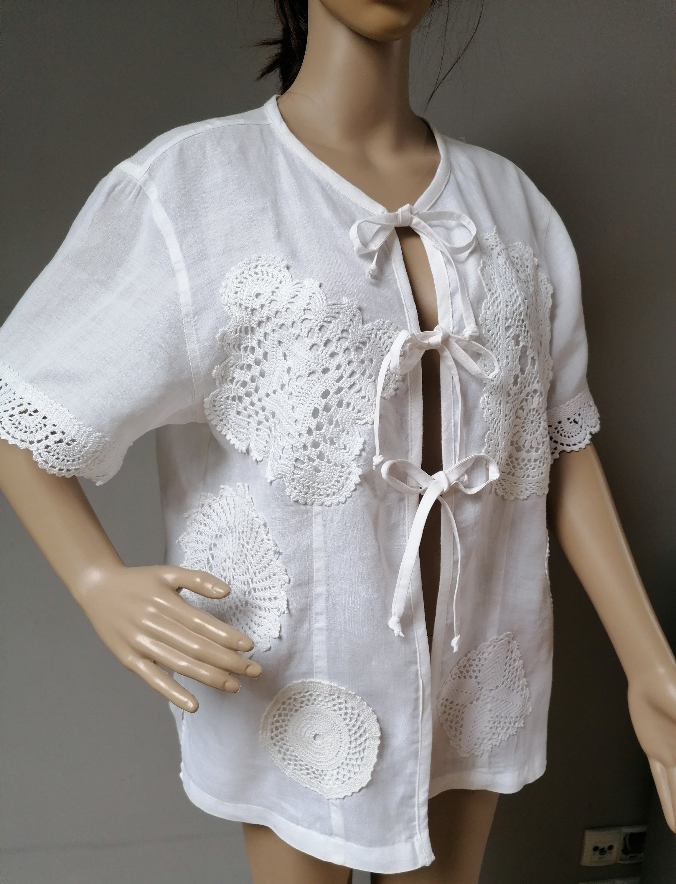 White - Plain Linen Cotton Stitched Blouse
