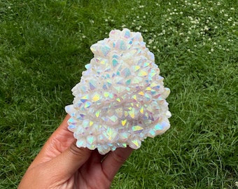 Angel Aura Quartz Cluster • Rainbow Aura Crystal Cluster • Iridescent Druzy Decor