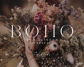 40 Boho Lightroom Presets for Desktop And Mobile / Bohemian Style, Vintage Presets, Brown Presets, Warm Presets, Wedding Presets, Influencer