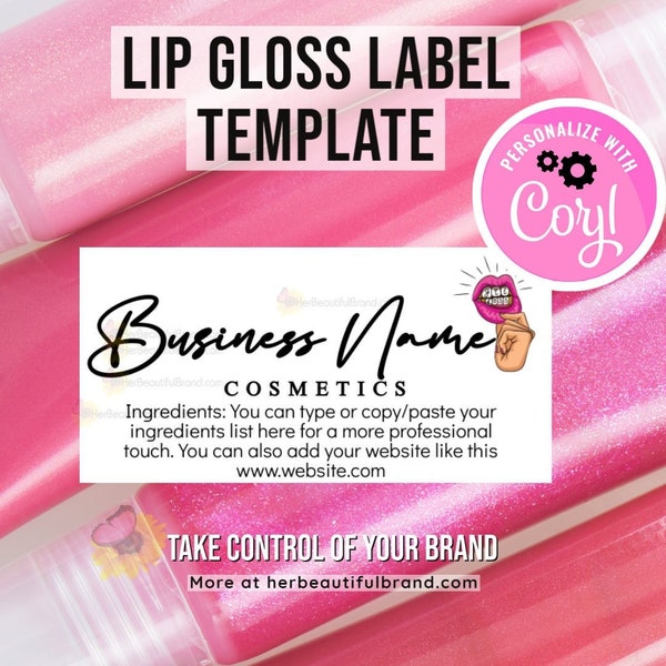 Lip Gloss Label Design | Pre-Made Editable Template | Girl Bos Logo Design Printed on Custom Labels | Clear Transparent Stickers