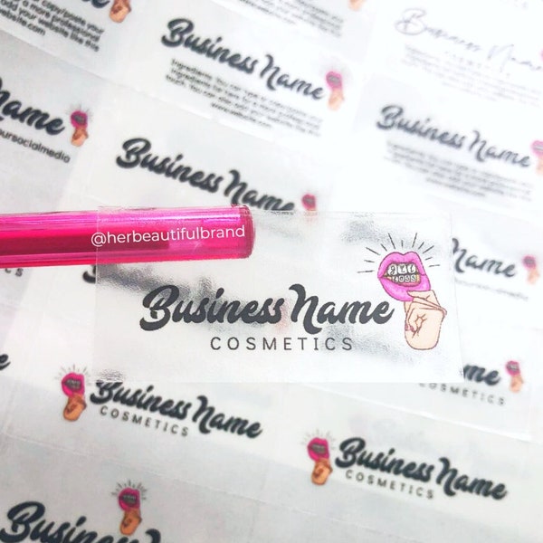 Lip Gloss Labels | Two-Day Shipping | Your Logo Design Printed on Custom Labels | Printed on Clear and Transparent Stickers