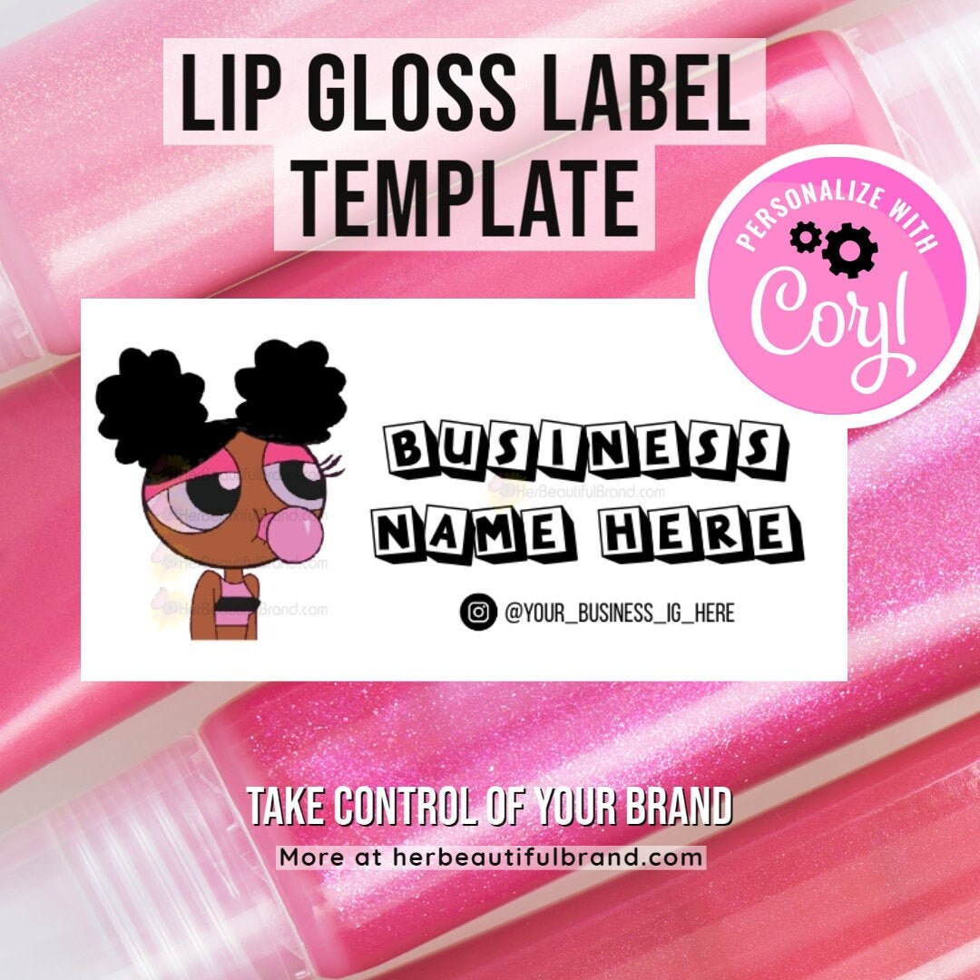 Lip Gloss Label Design Bubbles Pre-made Editable Template Your Logo ...