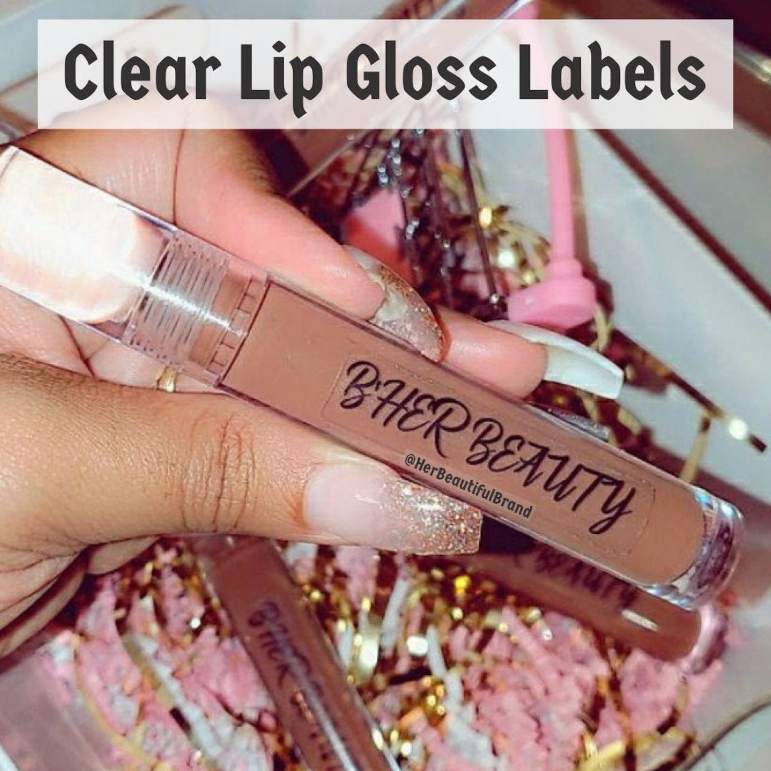 10 mL Lip Gloss Labels All Black Text Logo on Custom Labels Etsy