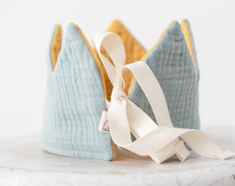 Corona in mussola di cotone biologico, costume da neonato, regalo di compleanno