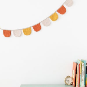 Mustard and orange banner garland, Vintage bunting banner, Cotton bunting nursery, Fabric bunting, Nursery flag banner, Hot colors bunting