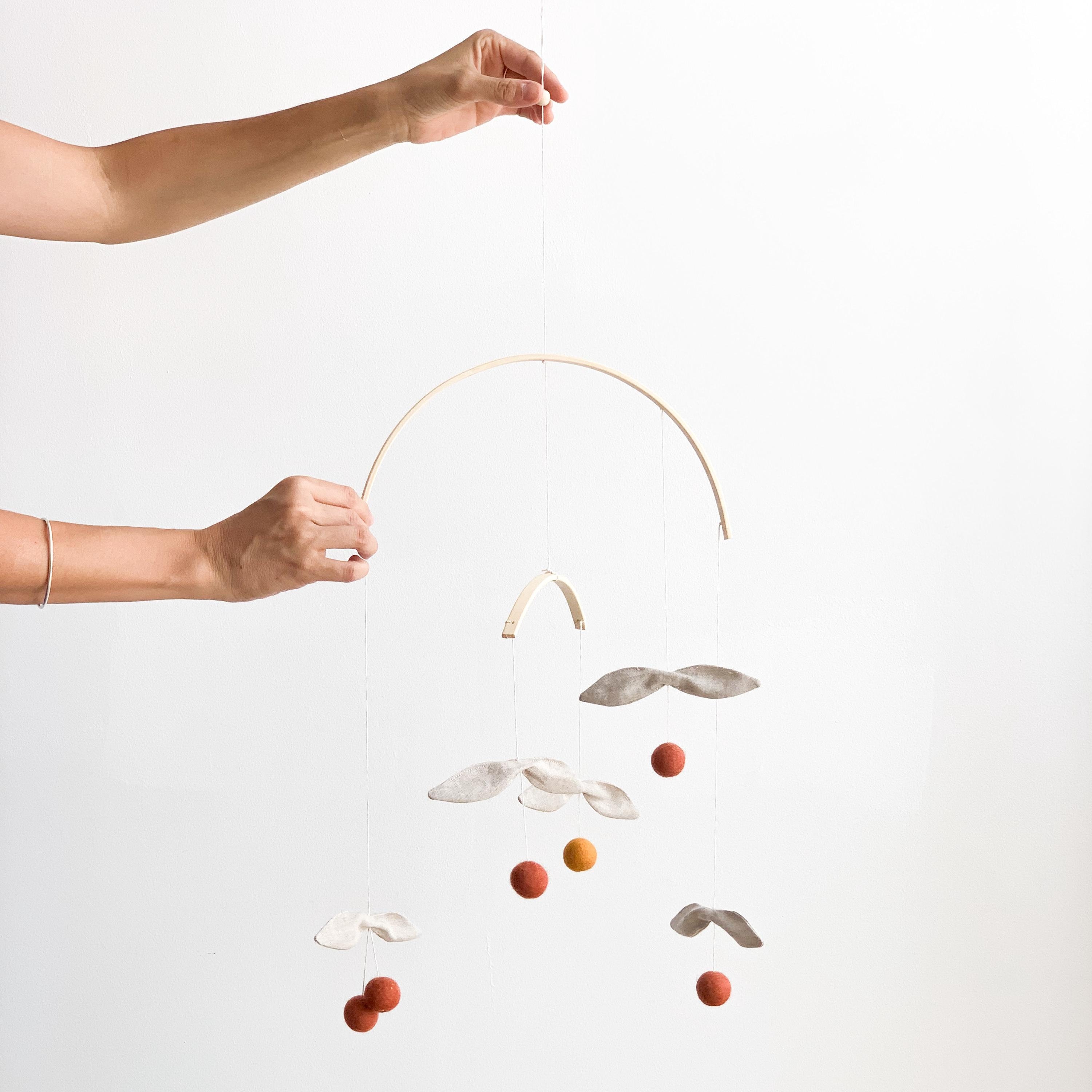 Nursery Mobile, Cherries Kids Minimal Baby Hanging, Decoration, Neutral Mobile