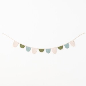 Multicolor fabric banner, Fabric garland, Nursery pennant decoration, Cold colors cotton bunting, Nursery flag, Colorful bunting banner