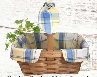Longaberger Small Gathering Basket Khaki Tan Color Fabric Over Edge Style Liner