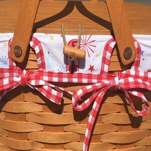 LARGE PICNIC LINER for Longaberger Basket, Memorial Day, 4th of July fabric liner, Family Reunion, Summer Fun basket liner, stars and sripes image 3