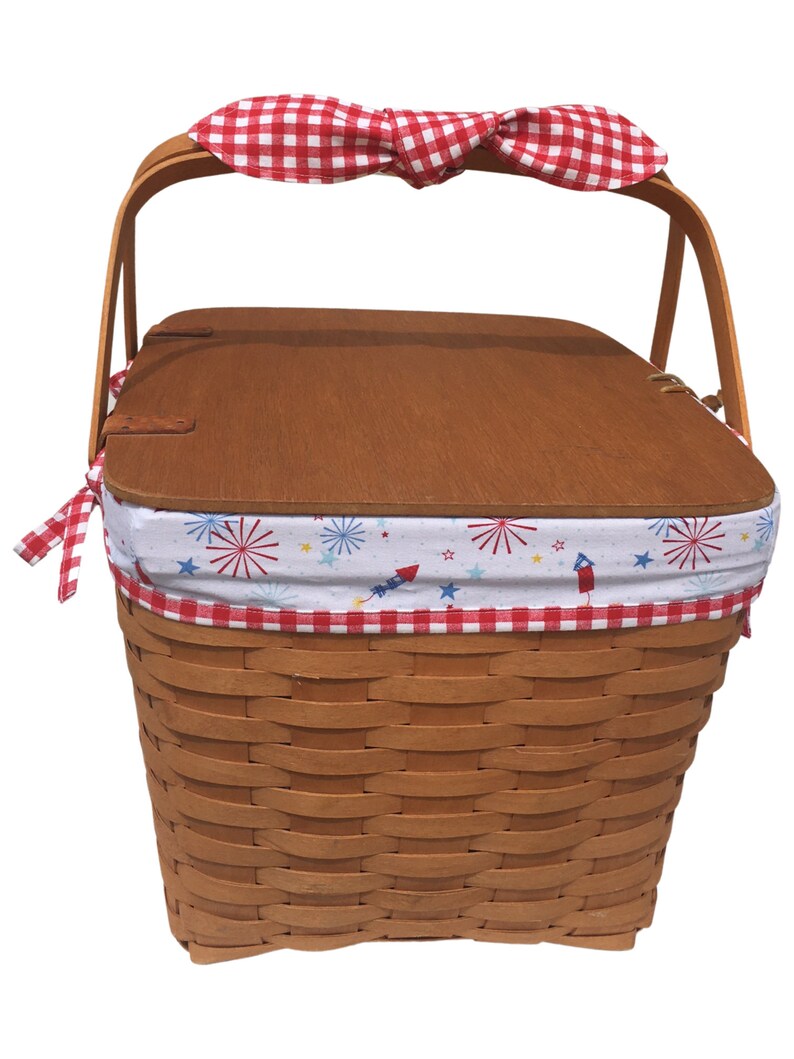 LARGE PICNIC LINER for Longaberger Basket, Memorial Day, 4th of July fabric liner, Family Reunion, Summer Fun basket liner, stars and sripes image 4