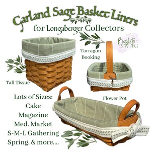 Custom BASKET LINERS Made for your Longaberger Baskets: Bread, Cake, Med. Gathering, Spring, Tall Tissue, Flower Pot, Market - Swing - Plus