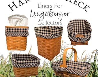 Basket LINERS for your Longaberger collection, Harvest Check fabric Autumn Tall Tissue, TV Time, Vegetable, Sm & Med Chore, Magazine, Market