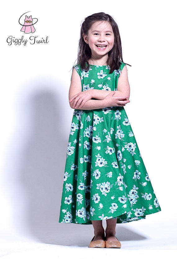girls green floral dress