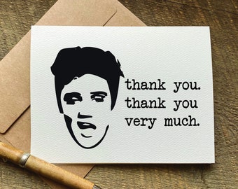 funny thank you card / elvis thank you thank you very much / elvis themed wedding / thank you gift box / set pack / bulk thank you