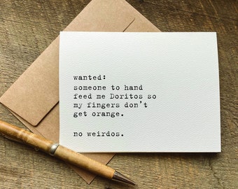 carte d'anniversaire amusante pour elle / je voulais : quelqu'un pour me donner des doritos / pour lui / carte juste parce que / citations sur la vie / humour sarcastique
