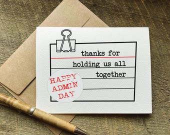 carte de fête des professionnels de l'administration / merci de nous avoir tenus tous ensemble / journée des secrétaires / cadeau pour assistant administratif / remerciement