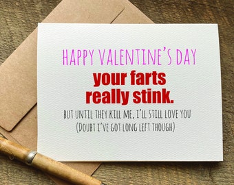 funny valentines day card for him / your farts really stink / valentine card / for boyfriend / for husband / funny valentine card