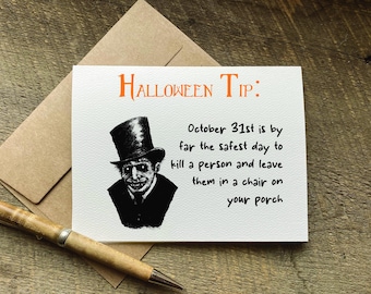 dark humor halloween greeting card / halloween tip / funny halloween gift bag box idea / happy halloween / party invitation / spooky season