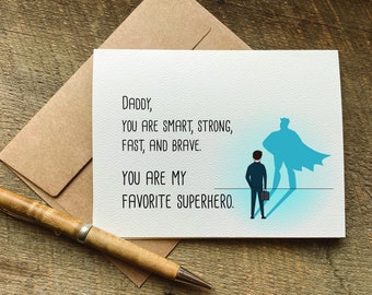 superhero fathers day card / fathers day card from kids / fathers day gift from son / super hero card / daddy favorite superhero