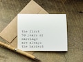funny anniversary or wedding card / the first 50 years of marriage / newlyweds gift / for husband or wife / deadpan greeting