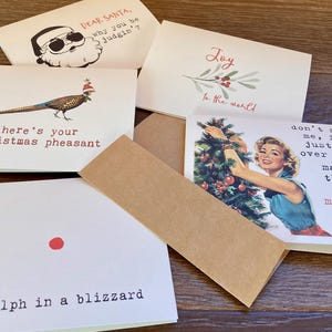 rudolph in a blizzard / funny christmas card / unique holiday card / minimalist christmas card / pack / boxed christmas card / gift idea image 12