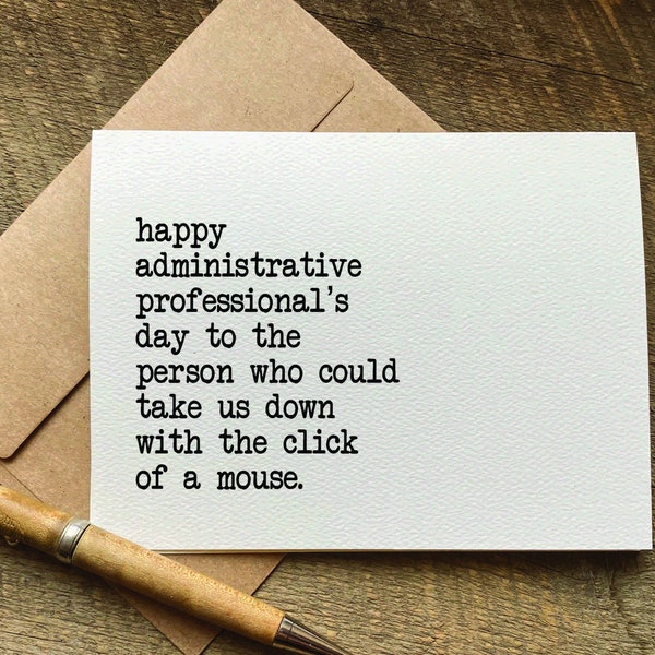 administrative professionals day card / take us down with the click of a mouse / secretaries day card / admin assistant's day