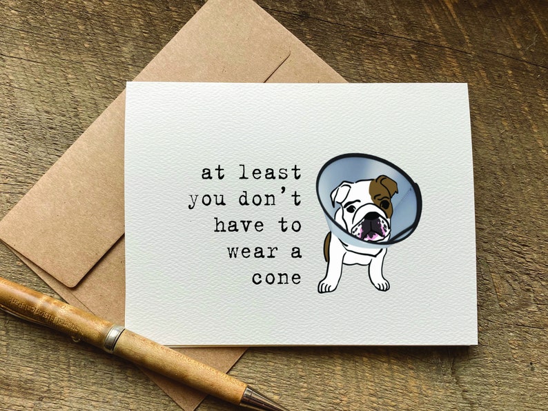 get well card / dog get well soon / at least you don't have to wear a cone / funny get well card animal lover gift Bild 1
