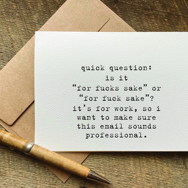 work bestie card / coworker gift under 10 / is it for fucks sake / snarky humor / card for coworker / office decor