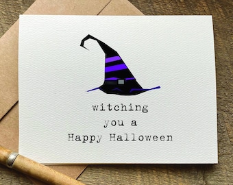 Je te souhaite un joyeux halloween / carte d'halloween pour un ami / pour fille / pour petits-enfants / jolie carte d'halloween / jeu de mots halloween