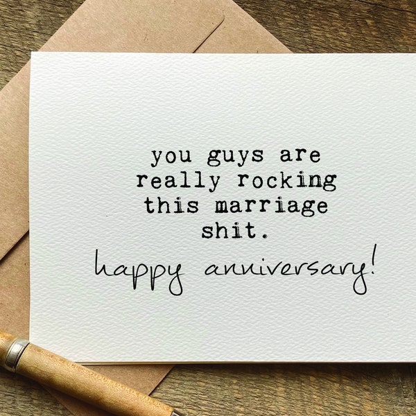 you guys are really rocking this marriage shit / funny anniversary card / one year anniversary gifts / anniversary card for couple