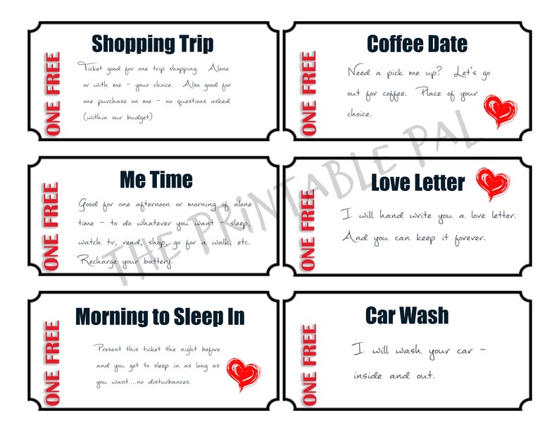 Love Coupons for Her Instant Download Printable Gift for | Etsy
