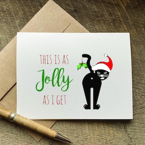 sarcastic cat christmas cards / this is as jolly as i get / funny holiday greeting / gift basket / anti-christmas / rude xmas / snarky