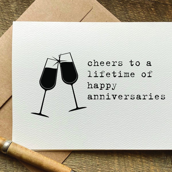 one year anniversary gifts / cheers to a lifetime of happy anniversaries / anniversary card for parents / wedding card / for husband