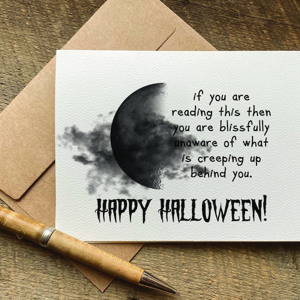 funny halloween card / if you're reading this you're unaware / halloween card for friend / adult halloween card / spooky card