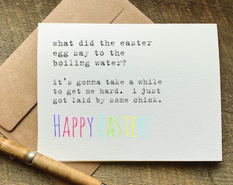 funny easter card / what did the easter egg say to the boiling water / adult easter card  / for friend / easter cards/easter basket stuffers