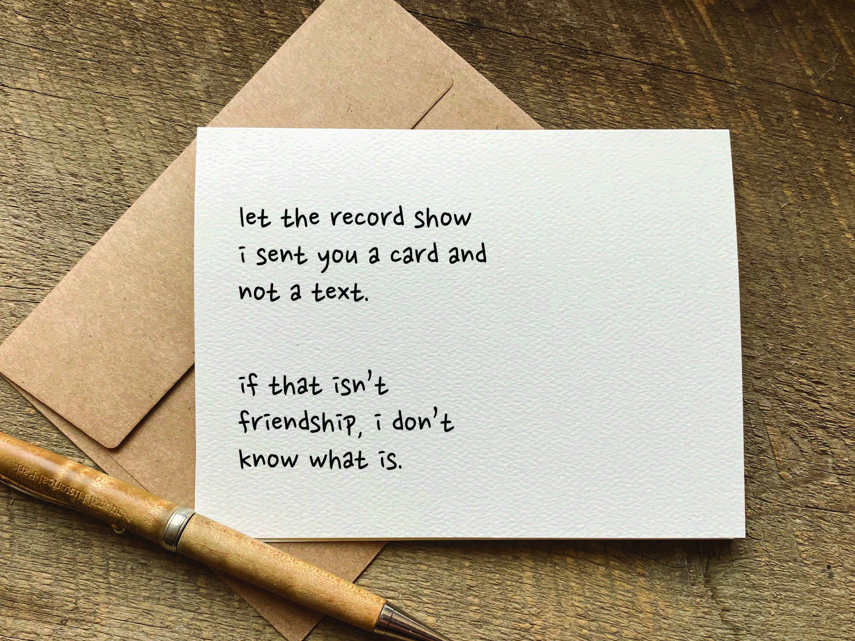 clever birthday card / let the record show I sent you a card not a text / hilarious funny birthday card for her