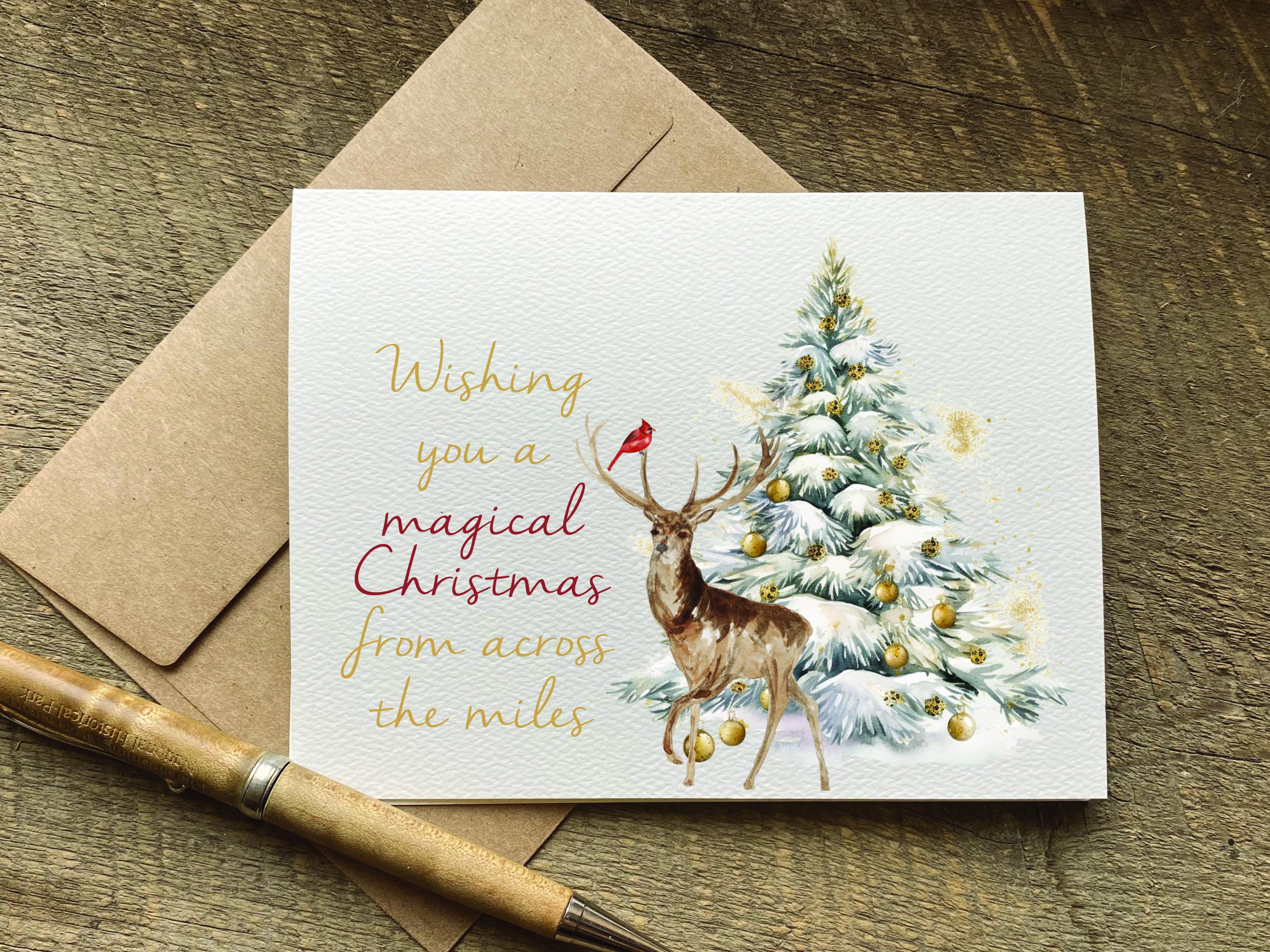 Weihnachtskarte Handgemacht – 'Across The Miles' Mit Glitzer, 16x16 Cm, Inkl. Umschlag