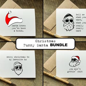 greeting card BUNDLE / christmas - funny santa cards / holiday card pack set / assorted variety snarky holiday cards / for friends family