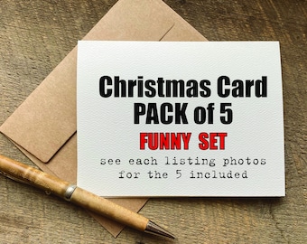 funny christmas card pack / funny card set / funny holiday cards / adult christmas cards / set of 5 christmas cards / merry drunk