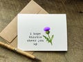 cute encouragement card / i hope thistle cheer you up / support card / get well / thinking of you gift basket