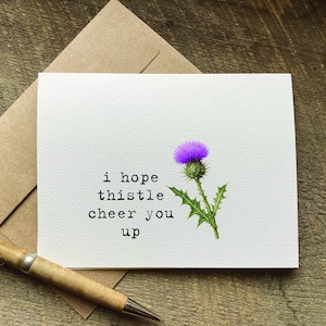 cute encouragement card / i hope thistle cheer you up / support card / get well / thinking of you gift basket